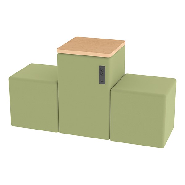 Shapes Series II Vinyl Seating - Power Station - Fern Green Smooth Grain w/ Maple Tabletop