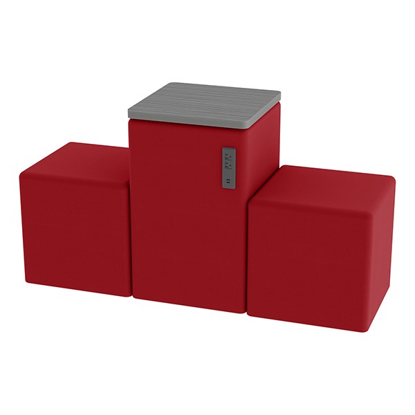 Shapes Series II Vinyl Seating - Power Station - Red Smooth Grain w/ Cosmic Strandz Tabletop
