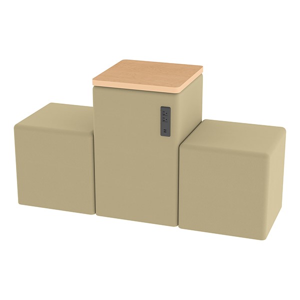 Shapes Series II Vinyl Seating - Power Station - Sand Smooth Grain w/ Maple Tabletop