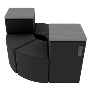 Shapes Series II Vinyl Seating - Power Leaf Set - Black Smooth Grain Seats w/ Cosmic Strandz Tabletops