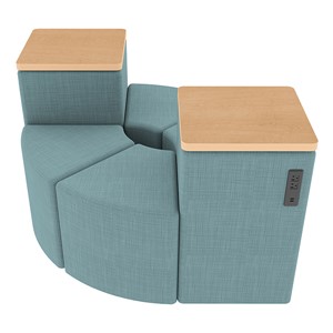 Shapes Series II Vinyl Seating - Power Leaf Set - Blue Crosshatch Seats w/ Maple Tabletops