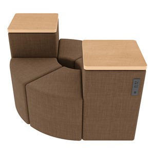 Shapes Series II Vinyl Seating - Power Leaf Set - Brown Crosshatch Seats w/ Maple Tabletops