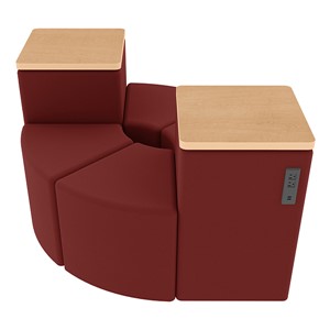 Shapes Series II Vinyl Seating - Power Leaf Set - Burgundy Smooth Grain Seats w/ Maple Tabletops