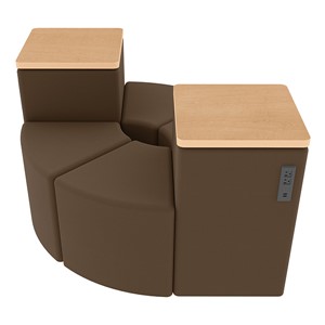 Shapes Series II Vinyl Seating - Power Leaf Set - Chocolate Smooth Grain Seats w/ Maple Tabletops