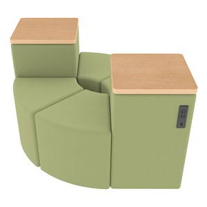 Shapes Series II Vinyl Seating - Power Leaf Set - Fern Green Smooth Grain w/ Maple Tabletops