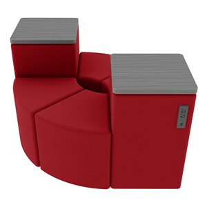 Shapes Series II Vinyl Seating - Power Leaf Set - Red Smooth Grain Seats w/ Cosmic Strandz Tabletops
