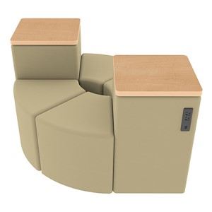 Shapes Series II Vinyl Seating - Power Leaf Set - Sand Smooth Grain Seats w/ Maple Tabletops
