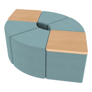 Shapes Series II Vinyl Seating - Table Leaf Set - Blue Crosshatch Seats w/ Maple Tabletops