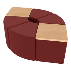 Shapes Series II Vinyl Seating - Table Leaf Set - Burgundy Smooth Grain Seats w/ Maple Tabletops