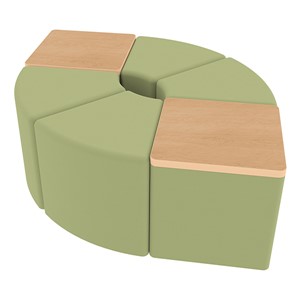 Shapes Series II Vinyl Seating - Table Leaf Set - Fern Green Smooth Grain Seats w/ Maple Tabletops