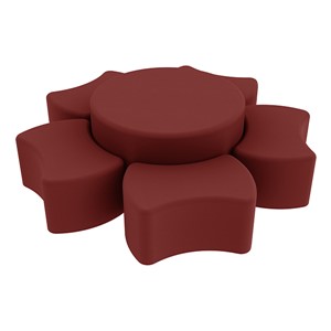 Shapes Series II Vinyl Soft Seating Set - Bow Tie Flower (12" H & 18" H) - Burgundy Smooth Grain