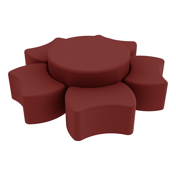 Shapes Series II Vinyl Soft Seating Set - Bow Tie Flower (12" H & 18" H) - Burgundy Smooth Grain