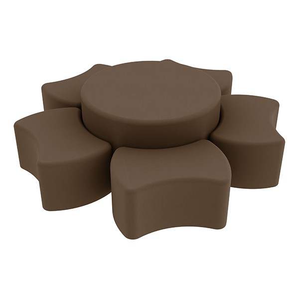 Shapes Series II Vinyl Soft Seating Set - Bow Tie Flower (12" H & 18" H) - Chocolate Smooth Grain