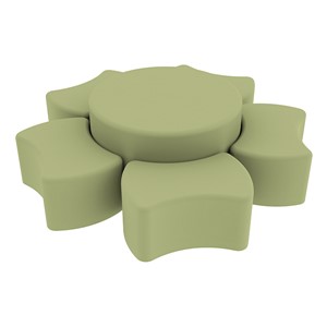 Shapes Series II Vinyl Soft Seating Set - Bow Tie Flower (12" H & 18" H) - Fern Green Smooth Grain