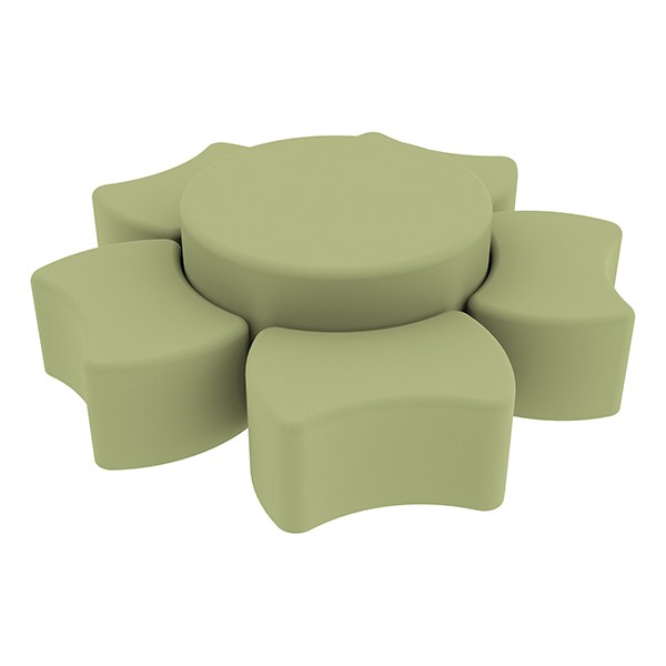 Shapes Series II Vinyl Soft Seating Set - Bow Tie Flower (12" H & 18" H) - Fern Green Smooth Grain