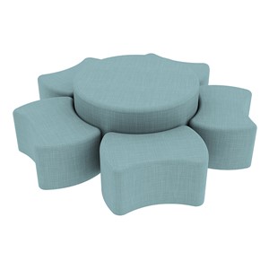 Shapes Series II Vinyl Soft Seating Set - Bow Tie Flower (12" H & 18" H) - Blue Crosshatch
