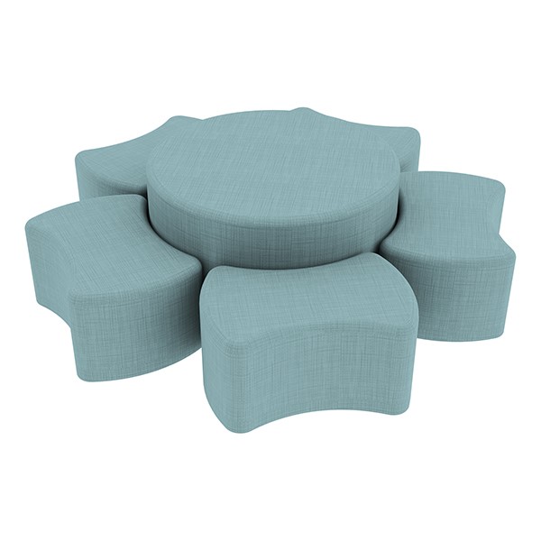Shapes Series II Vinyl Soft Seating Set - Bow Tie Flower (12" H & 18" H) - Blue Crosshatch