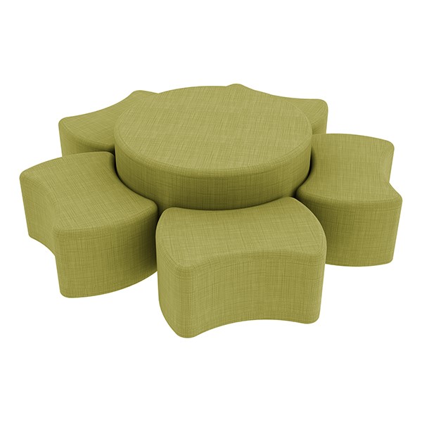Shapes Series II Vinyl Soft Seating Set - Bow Tie Flower (12" H & 18" H) - Green Crosshatch