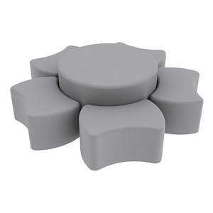 Shapes Series II Vinyl Soft Seating Set - Bow Tie Flower (12" H & 18" H) - Light Gray Smooth Grain