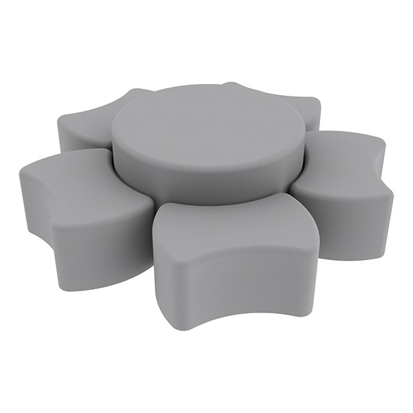 Shapes Series II Vinyl Soft Seating Set - Bow Tie Flower (12" H & 18" H) - Light Gray Smooth Grain