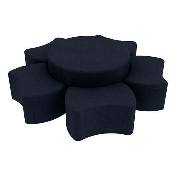 Shapes Series II Vinyl Soft Seating Set - Bow Tie Flower (12" H & 18" H) - Navy Crosshatch
