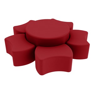 Shapes Series II Vinyl Soft Seating Set - Bow Tie Flower (12" H & 18" H) - Red Smooth Grain