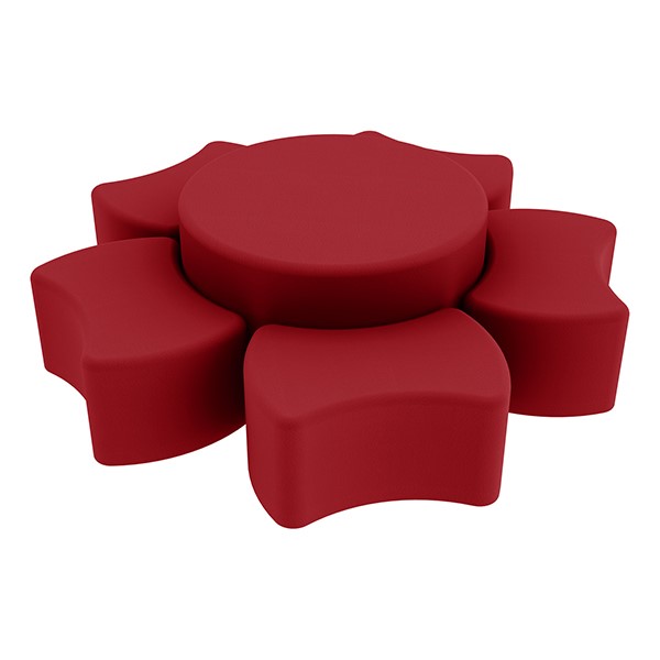 Shapes Series II Vinyl Soft Seating Set - Bow Tie Flower (12" H & 18" H) - Red Smooth Grain