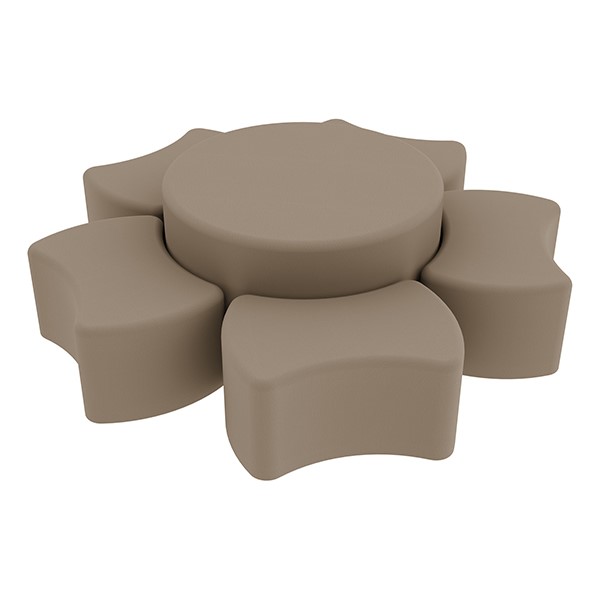 Shapes Series II Vinyl Soft Seating Set - Bow Tie Flower (12" H & 18" H) - Taupe Smooth Grain