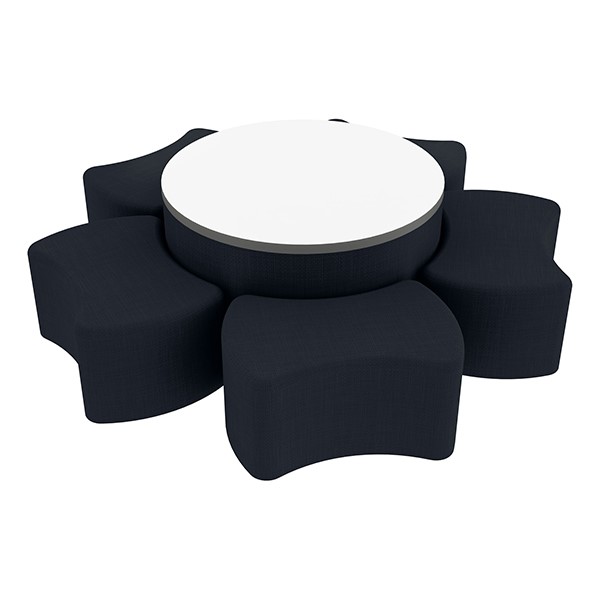 Shapes Series II Vinyl Soft Seating Set - Bow Tie Flower w/ Whiteboard Large Round Center (12" H & 18" H)