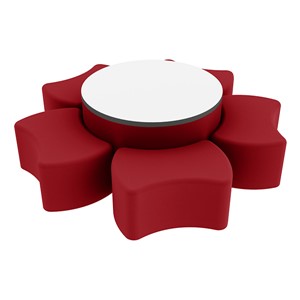 Shapes Series II Vinyl Soft Seating Set - Bow Tie Flower w/ Whiteboard Large Round Center (12" H & 18" H)