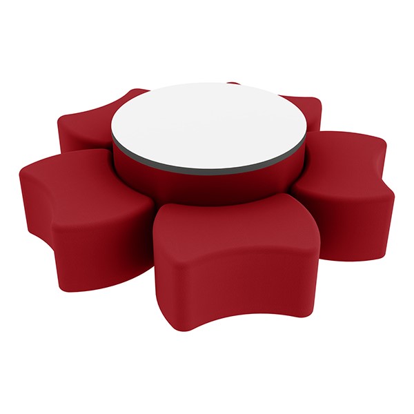 Shapes Series II Vinyl Soft Seating Set - Bow Tie Flower w/ Whiteboard Large Round Center (12" H & 18" H)