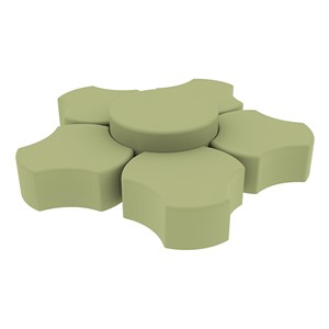 Shapes Series II Vinyl Soft Seating Set - Cog Flower (12" H & 18" H) - Fern Green Smooth Grain