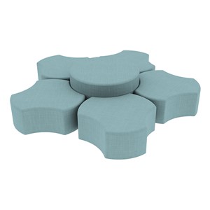 Shapes Series II Vinyl Soft Seating Set - Cog Flower (12" H & 18" H) - Blue Crosshatch