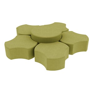 Shapes Series II Vinyl Soft Seating Set - Cog Flower (12" H & 18" H) - Green Crosshatch
