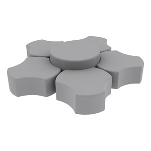 Shapes Series II Vinyl Soft Seating Set - Cog Flower (12" H & 18" H) - Light Gray Smooth Grain