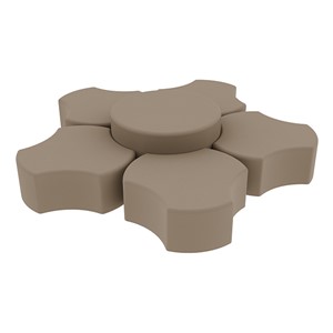 Shapes Series II Vinyl Soft Seating Set - Cog Flower (12" H & 18" H) - Taupe Smooth Grain