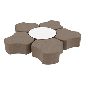 Shapes Series II Vinyl Soft Seating Set - Cog Flower w/ Whiteboard Large Round Center (12" H)