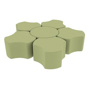 Shapes Series II Vinyl Soft Seating Set - Cog Flower (18" H) - Fern Green Smooth Grain