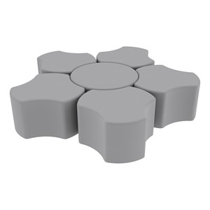 Shapes Series II Vinyl Soft Seating Set - Cog Flower (18" H) - Light Gray Smooth Grain