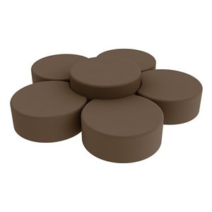 Shapes Series II Vinyl Soft Seating Set - Crescent Flower (12" H & 18" H) - Chocolate Smooth Grain