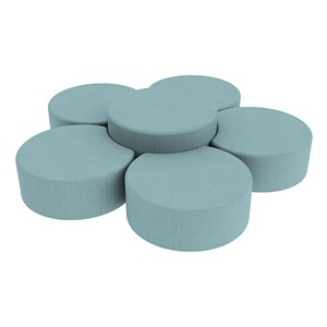 Shapes Series II Vinyl Soft Seating Set - Crescent Flower (12" H & 18" H) - Blue Crosshatch