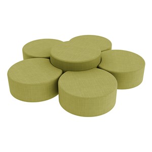 Shapes Series II Vinyl Soft Seating Set - Crescent Flower (12" H & 18" H) - Green Crosshatch