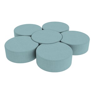 Shapes Series II Vinyl Soft Seating Set - Crescent Flower (12" H) - Blue Crosshatch