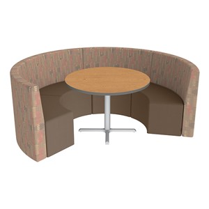 Shapes Series II Structured Designer Soft Seating - Curved Café - Dark Latte & Chocolate Seats w/ Bannister Oak Table