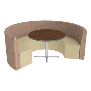 Shapes Series II Structured Designer Soft Seating - Curved Café - Dark Latte & Sand Seats w/ Montana Walnut Table