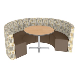 Shapes Series II Structured Designer Soft Seating - Curved Café  - Desert & Chocolate Seats w/ Limber Maple Table