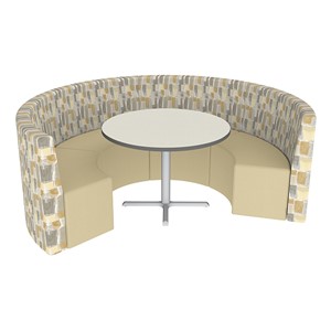 Shapes Series II Structured Designer Soft Seating - Curved Café - Desert & Sand Seats w/ Crisp Linen Table