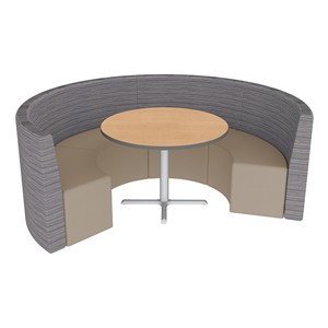 Shapes Series II Structured Designer Soft Seating - Curved Café  - Pepper & Taupe Seats w/ Limber Maple Table