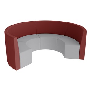 Shapes Series II Structured Vinyl Soft Seating - Curved Huddle - Burgundy & Light Gray