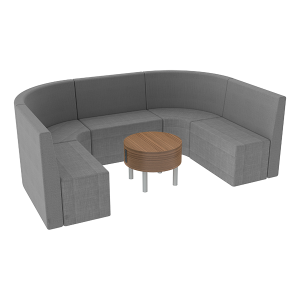 Shapes Series II Structured Soft Seating - Three Rectangle, Two Quarter Round and Round Side Table shown